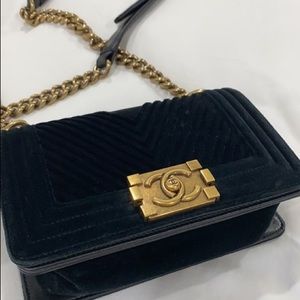 Chanel Chevron *rare* Black Velvet Cross Body Bag